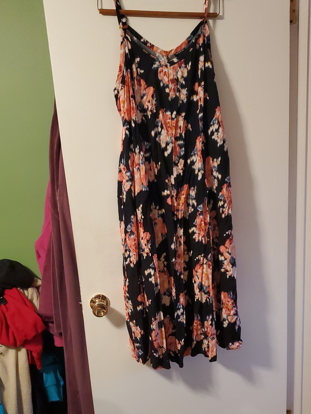 NWT Torrid size 2X Floral Black Slip Dress with Orange-Peach Blooms